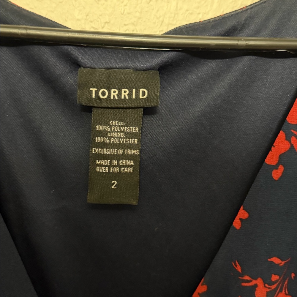 NEW Torrid Dark Blue Dress with Red Floral Print - Picture 7 of 7